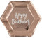 Cavore Happy Birthday Teller Rosegold – 8 Stück – Pappteller in Rosa Gold für Geburtstag Mädchen – Partygeschirr Einweg
