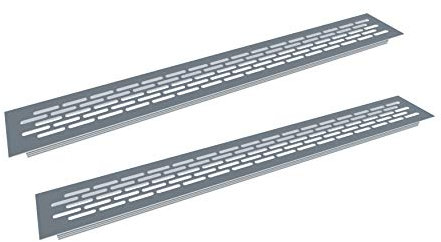 Ventilation Grille Chrome 60 x 484 mm Ventilation Grille Door Refrigerator Exhaust Grille Door Ventilation Grille Aluminium Ventilation Grille Lockable (Pack of 2)