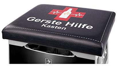 Rostalgie Kunststoff Sitzpolster Aufsatz für Getränke- / Bierkisten mit Sprüchen Geschenkartikel Männergeschenke (Kunststoff, Gerste Hilfe)