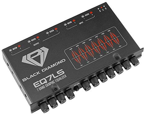 Black Diamond EQ7LS 7-Band Stereo Equalizer/Crossover Pre Amp Equalizer Car Audio EQ with Front Rear + Sub Output