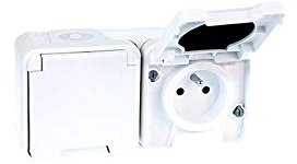 Double prise horizontale 2P+T Oxxo - 1 poste - 16A - 250V - IP55 - Blanc