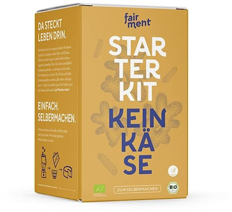 Fairment Starter Kit Keinkäse - vegane Käsealternativen selber machen Set, Käse aus Nüssen, Cashew Käse, Bio Käse zum selber machen, Veganer Cheese, DIY Käse