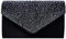 MEGAUK Damen Glitzer Clutch Satin Strass Unterarmtasche mit Abnehmbare Kette für Hochzeit Wedding Ball Bankett Prom Party, Schwarz