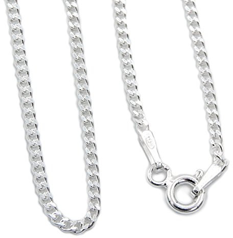 Panzerkette 925 Sterling Silber rhodiniert 1,7mm breit Länge wählbar 40 45 50 55 60 cm Silberkette Halskette Kette Damen (60)