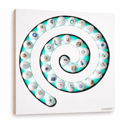 Clipboart® Golfballspirale mit optionaler LED für max. 30 Bälle – Wandhalterung aus Holz für Golfbälle – Design Golfballhalter – Made in Germany