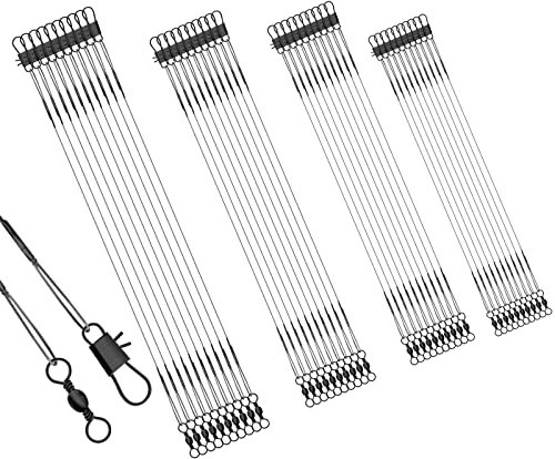 KINBOM 40 Pezzi Leader Filo fa Pesca, Filo Antimorso Filo da Pesca in Acciaio Inox con Girevoli per Acqua Dolce e Salata (15 cm, 20 cm, 25 cm, 30 cm)