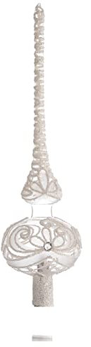 Holyart Puntale Albero Natale Vetro soffiato Trasparente e Bianco