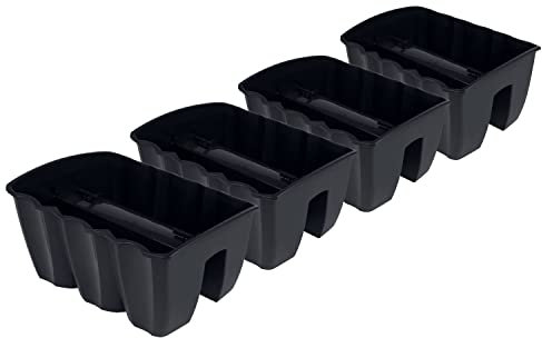 PAFEN 4X Blumenkasten Hängetopf - 39,5 x 28,5 x 20,5cm -Blumentopf Pflanztopf Balkontopf Geländertopf Geländerkasten, Anthrazit