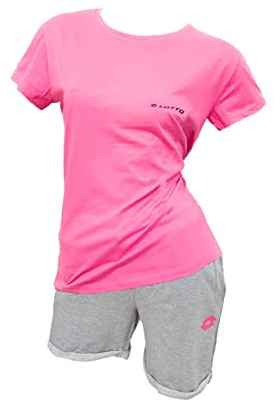 LOTTO Tuta Donna Estiva - Completo Donna Sportivo in Cotone - T-Shirt e Bermuda
