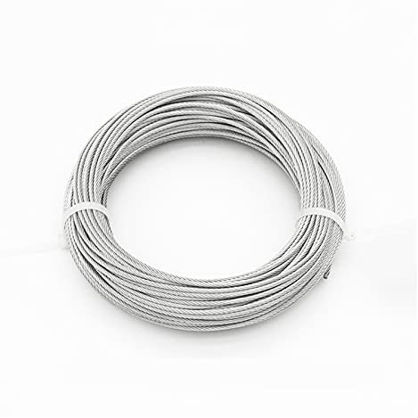 Fune di Acciaio Inossidabile Diametro 0,5-5mm, da 20 a 100 Metri 304# Cavo in Acciaio Inox Cavo Morbido Cavo da Pesca per Pesca Cavo antiruggine Filo di Acciaio Inossidabile