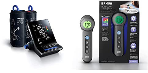 Braun Healthcare BNT400B No Touch + Touch thermometer with Age Precision Black edition & Braun ExactFit 5 Connect smart blood pressure monitor, BUA6350EU