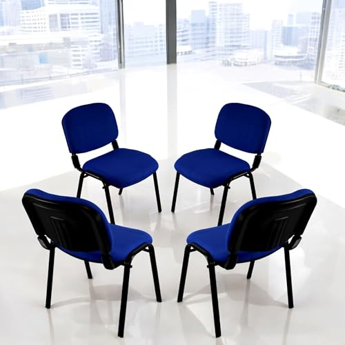 Meta Office Heavy Duty Stackable Guest & Reception, Office Chairs for home, Black Frame (4, Blue)