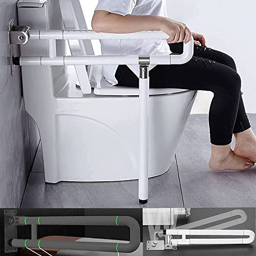 Barra Soporte Pared, 60cm Barra Apoyo para Inodoro Plegable Barra Apoyo Antideslizante Pasamanos Seguridad Baño Acero Inoxidable 350kg Barra Apoyo para Ducha Barra Apoyo Plegable (Con Soporte)