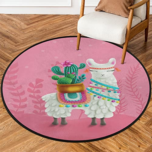 TropicalLife Niedlicher Lama-Teppich für Wohnzimmer, 160 cm, Lama-Alpaka-Teppich, rutschfest, maschinenwaschbar, Nachttisch, großer Bodenteppich für Schlafzimmer