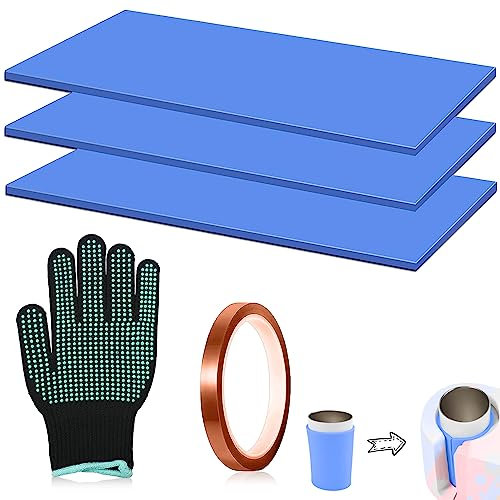 BNGXR 3pcs Silicone Mug Wrap, Mug Press Silicone Wrap, Ébauches de Sublimation Presse pour Tasses Machine à Sublimer les Tasses Machine à Presser les Tasses (avec gants)