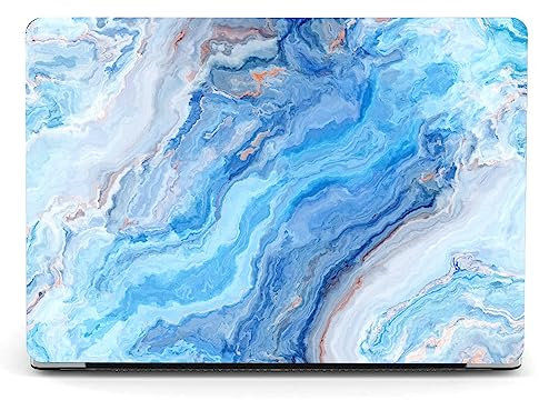 Berkin Art Case for 12.4 Microsoft Surface Laptop Go 1/2, 2022, 2021, 2020 Metal Palm Model 1943/2013 with Keyboard Cover & Screen Protector Cloisonnism Abstract Blue Grey Marble