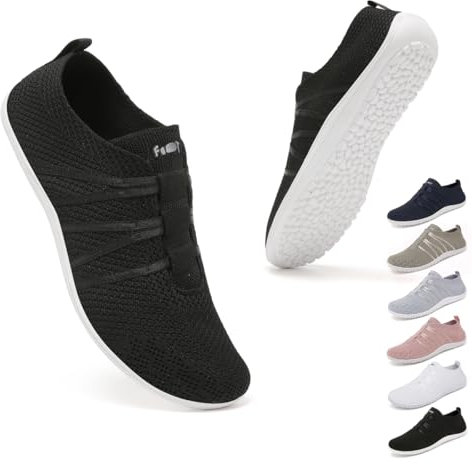 Geweo Barfußschuhe Damen Barfuss Hausschuhe Schuhe Sneaker Barfussschuhe Herren Bequem Leicht Laufschuhe Straßenlaufschuhe Fitnessschuhe Traillaufschuhe Zero Drop Barefoot Shoes Schwarz 39EU