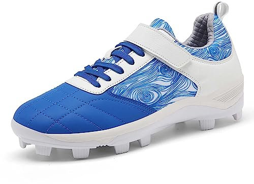 SDEQA Herren-Cricket-Schuhe Gummisohle Spike Atomic Hockey Sport Stollen Schuhe für Astro Turf Sport Hockey Feld & Outdoor Trekking,Blau,41 EU