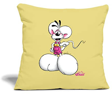 Spreadshirt Diddl Diddlmaus Coole Pose Kissenbezug 45 x 45 cm, One Size, Hellgelb