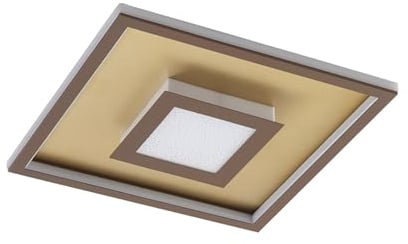 Lindby LED Deckenleuchte Pekela dimmbar mit Leselampe (Modern) in Braun aus Aluminium (1 flammig,) - Lampe Deckenlampe Wohnzimmerleuchte