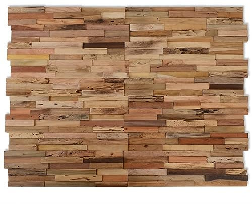 Homgoday Teak-Wandpaneele Industrial-Style 1,03 m² - Dekorative Verkleidung für rustikale Optik Model326170