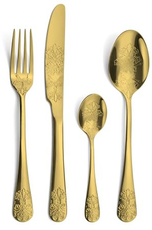 AMEFA - 16-Piece Cutlery Set for 4 People - Ceremonial - 18/0 Stainless Steel, Shiny Finish - Gold