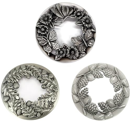 Hicello Kerzendeckel aus Metall, Antik-Silber, hilft Kerzengläser gleichmäßig zu brennen, Kerzenzubehör, Illuma-Deckel für Glaskerzen, 3 Stück