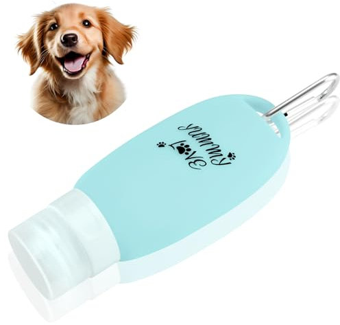 CHCAES Futtertube zum Befüllen Hund 90ml Befüllbare Tuben für Hunde mit Karabiner Nassfutter Silikon Reiseflaschen Abfüllflaschen Zubehör für Hundetraining als Belohnung