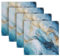 Blue Gold Marble Cloth Napkins Dinner Napkins Set of 6,Reusable Table Napkins Washable Polyester Fabric for Cocktail Party Holiday Wedding Home Decorative