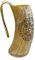 Viking By Heart Real Ox Horn 6-7'' Tall, Vikings Drinking Horn Mug with Wooden Base, Engraved with Viking Compass with Runes, 13+ OZ Capacity, Handcrafted Horn Mug Unique Beer Gifts for Men, Women