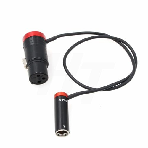 HangTon Microphone Audio Cable for Canon C70 Blackmagic BMPCC 4K 6K Pro BMCC6K Camera, Mini XLR TA3M to XLR 3 Pin Low-Profile 40cm, Red Cap