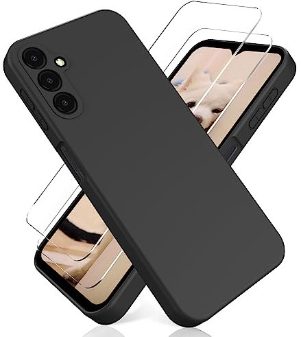 YiKaDa - Hülle für Samsung Galaxy A35 5G + [2 Stück] Schutzfolie, Ultradünnes Weiches TPU Silikon Schutzhülle - Schwarz