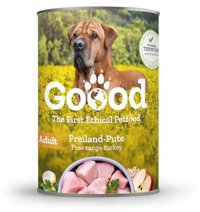 Goood - Adult Freiland-Pute - Nassfutter, Hundefutter - mit regionaler Gerste und Pastinake - Weizenfrei, Ohne Konservierungsstoffe - 6 x 400 g