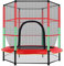Kedia Trampolin für Kinder, Gartentrampolin mit Schutznetz, Gartentrampolin für den Außenbereich, Freizeit-Trampoline & Fitness-Trampolin (rot-grün-Ø140 x 160 cm)
