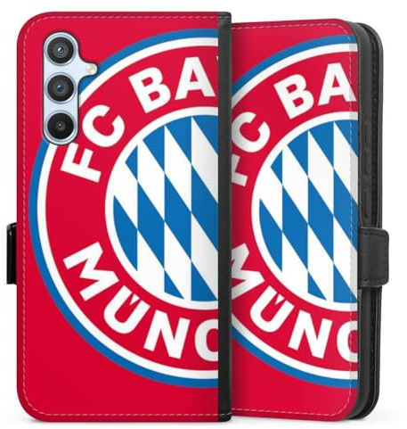 Klapphülle kompatibel mit Samsung Galaxy A 54 5G Handyhülle aus Kunst Leder schwarz Flip Case FC Bayern München Offizielles Lizenzprodukt FCB