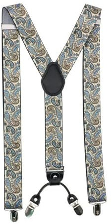 YUEZHAN Hosenträger Suspender Herren-Hosenträger Mit 4 Clips Cashew-Muster Personalisierter Trauzeuge Mann Für Hosen Herren-Hosengurt Modisch Verstellbar Weiß
