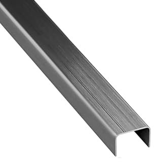 U Profil Edelstahlschiene Bordüre Fliesenschiene Edelstahl V2A L250cm 15mm schwarz gebürstet