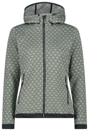 CMP - Giacca da donna in pile Knit Tech con cappuccio fisso, Mineral-Bianco, 46