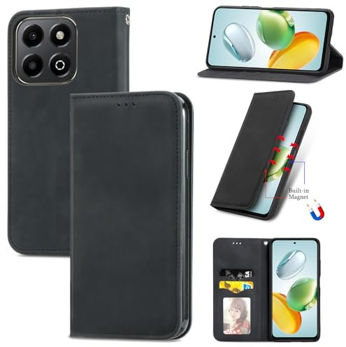 Cracedily Coque pour Honor 200 Smart Pochette, Etui Protection Housse Premium en Cuir PU, Etui à Rabat Pochette de Portefeuille Étui pour Honor 200 Smart Case, Noir