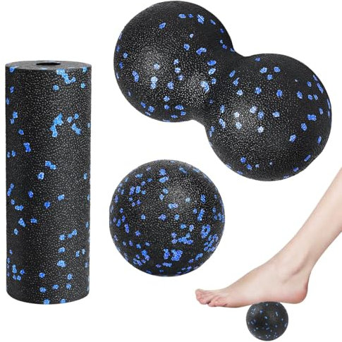 3pcs Fitness Massage Ball, Muscle Massage Foam Roller for Myofascial Release, Peanut Fascia Ball,Double Lacrosse Ball for Relax Tight Muscles,Fascia Ball for Trigger Point Therapy, Myofascial Release