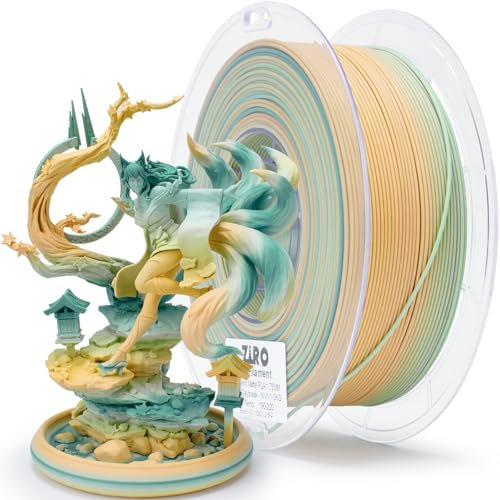 ZIRO Matt Multicolor PLA Filament 1.75mm, Schneller Farbwechsel Matte 3D Drucker Filament, 1kg Spule für Die Meisten FDM 3D-Drucker, Maßgenauigkeit +/-0.03mm, Kühler Tagesanbruch