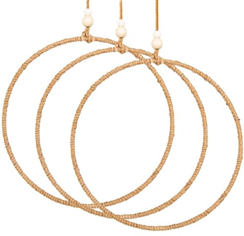 Logbuch-Verlag 3 Stück Metallringe mit Jute umwickelt Bastelring für Türkränze Natur braun Ø 28 cm