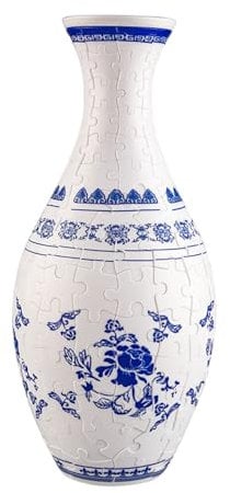 kesurpae 160 Pieces 3D Puzzle Vase, Chinese Ceramic Art Jigsaw Set Home Decoration Creative Flower Arrangement, Plastic DIY Decor for Home Office