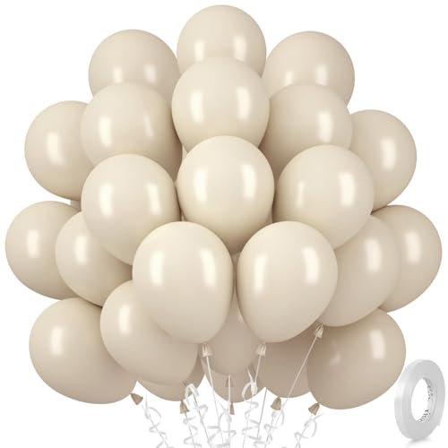 Luftballons Sand Weiß, 30 Stück Weißer Sand Luftballon Set, Beige Weiss Helium Ballon für Mädchen Frau Geburtstag Baby Shower Boho Hochzeit Jubiläum Jugendweihe Verlobung Babyparty