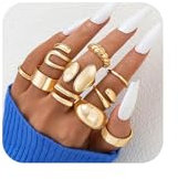 FloralGrace 10 Stück Gold Ringe Set für Frauen, 18K Gold Vergoldete Chunky Stapelbare Ringe, Statement Stapel Frauen Ring Pack