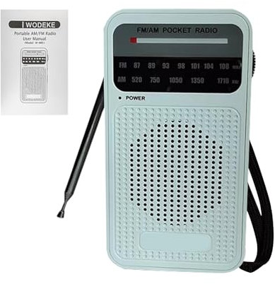 Radio De Transistores A Pilas, Radio Portátil Am FM, De Emergencia, Radios FM De Bolsillo, Electrónica Radios A Pilas con Puntero Y Altavoz Inalámbrico para Auriculares, Blanco