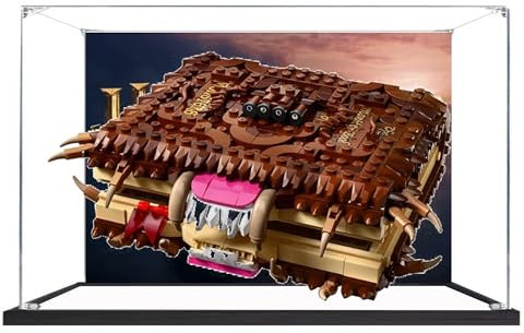 Acryl-Vitrine für Lego 76449 Das Buch der Monster, staubdichte transparente Aufbewahrungsbox, Displaybox kompatibel mit 76449 (nur Box) (3 mm Hintergrund + Spiegel)