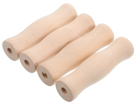 Angoily 4 Stück Teiliges Bbq Grillzubehör mit Holzgriffen Hitzebeständige Rutschfeste Küchengeräte für Grillen und Camping Ersatzgriffe für Outdoor Kochen