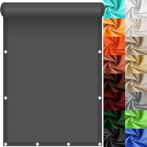 Sonnensegel Rechteckig 180 x 330 cm Wasserdicht Rechteckig Multi Farbe Und Größe Sonnensegel Wasserdicht inkl Befestigungsseile für Balkon Terrasse Garten, Dunkelgrau