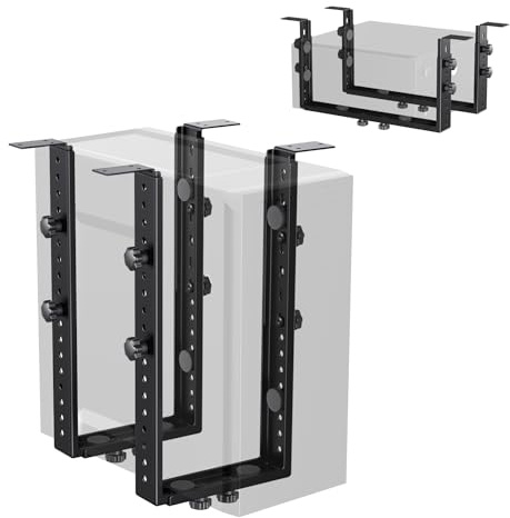 PC Halterung funter Schreibtisch Verstellbare CPU-Halterung für vertikale und horizontale Installation, 35 kg Tragkraft, mit Gummipads für Platzersparnis und verbesserte Kühlung
